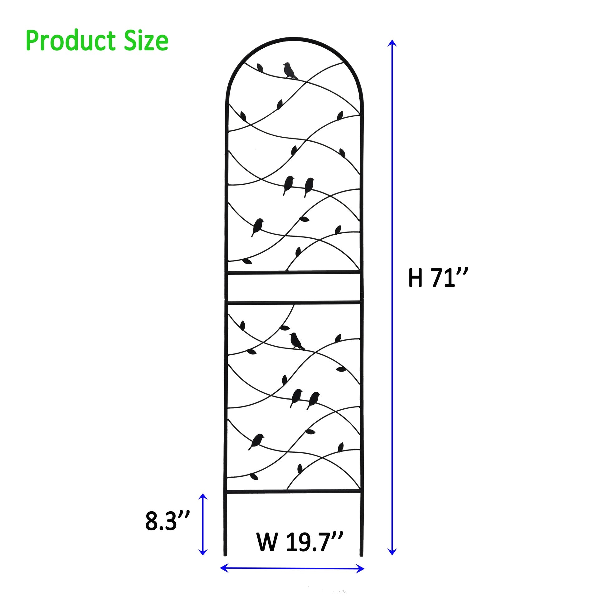 2 Pack Metal Garden Trellis 71" x 19.7" Rustproof Trellis for Climbing Plants Outdoor Flower Support Bird Deco Black