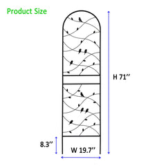 2 Pack Metal Garden Trellis 71" x 19.7" Rustproof Trellis for Climbing Plants Outdoor Flower Support Bird Deco Black