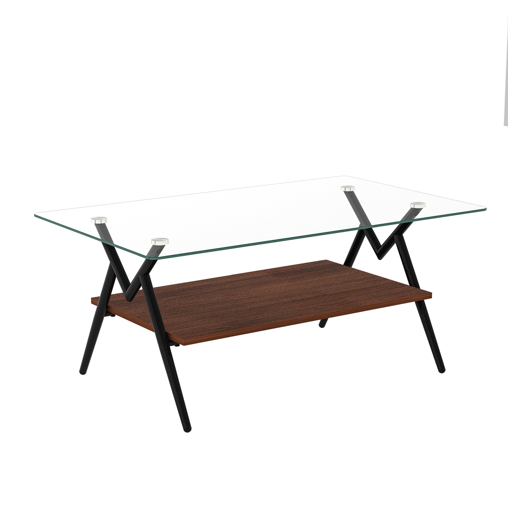 Coffee Table and End tables Set of 3, Tempered Glass Table with MDF layer, Modern Tables for Living Room , Transparent Glass