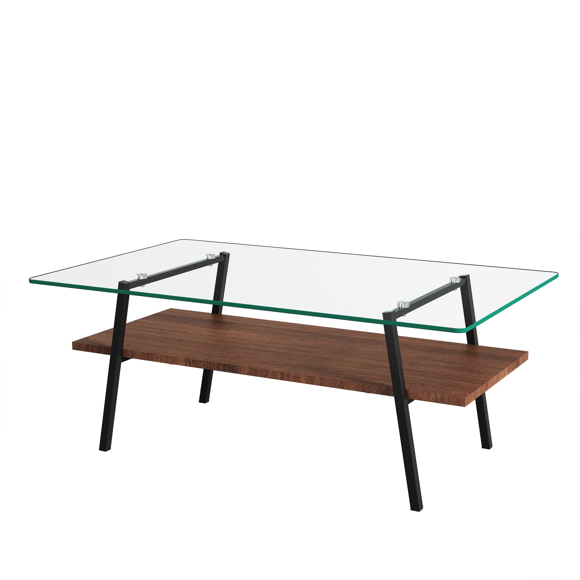 Coffee Table and End tables Set of 3, Tempered Glass Table with MDF layer, Modern Tables for Living Room , Transparent Glass
