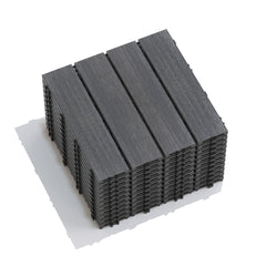 Patio Floor Tiles Pack of 22  WPC Wood-Plastic Composite Patio Deck Tiles DIY Interlocking Decking Tiles, Quick Deck Floor Tile, Court Tile, Water Resistant Indoor Outdoor -11.8" ASH