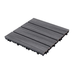 Patio Floor Tiles Pack of 22  WPC Wood-Plastic Composite Patio Deck Tiles DIY Interlocking Decking Tiles, Quick Deck Floor Tile, Court Tile, Water Resistant Indoor Outdoor -11.8" ASH