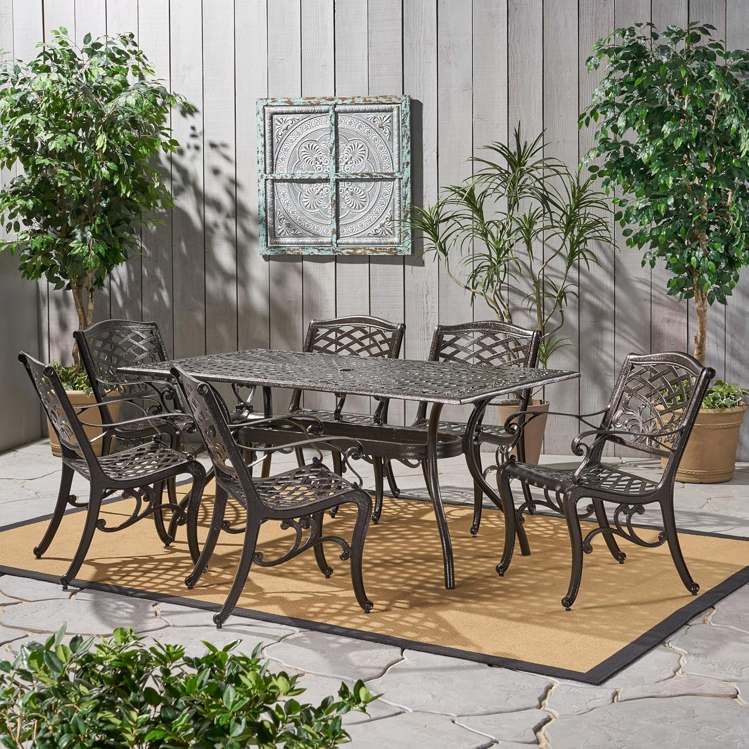 Ravenna 6 - Person Metal Patio Dining Set with Rectangular Table