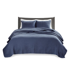 3 Piece Quilt Set Navy King/Cal King