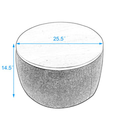 Round Storage Ottoman, 2 in 1 Function, Work as End table and Ottoman,  Grey (25.5"x25.5"x14.5")