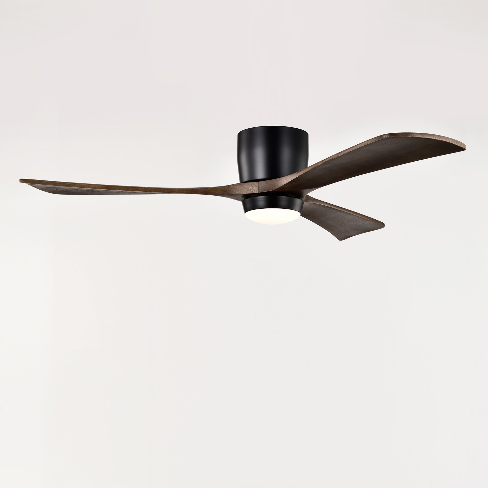 52" Flush Mount Solid Wood Blades Ceiling Fan with Lights Remote Control,Quiet DC Motor, 6 Speed ,Reversible Ceiling Fan for Patio Living Room, Bedroom, Office,Indoor.(Matte Black)