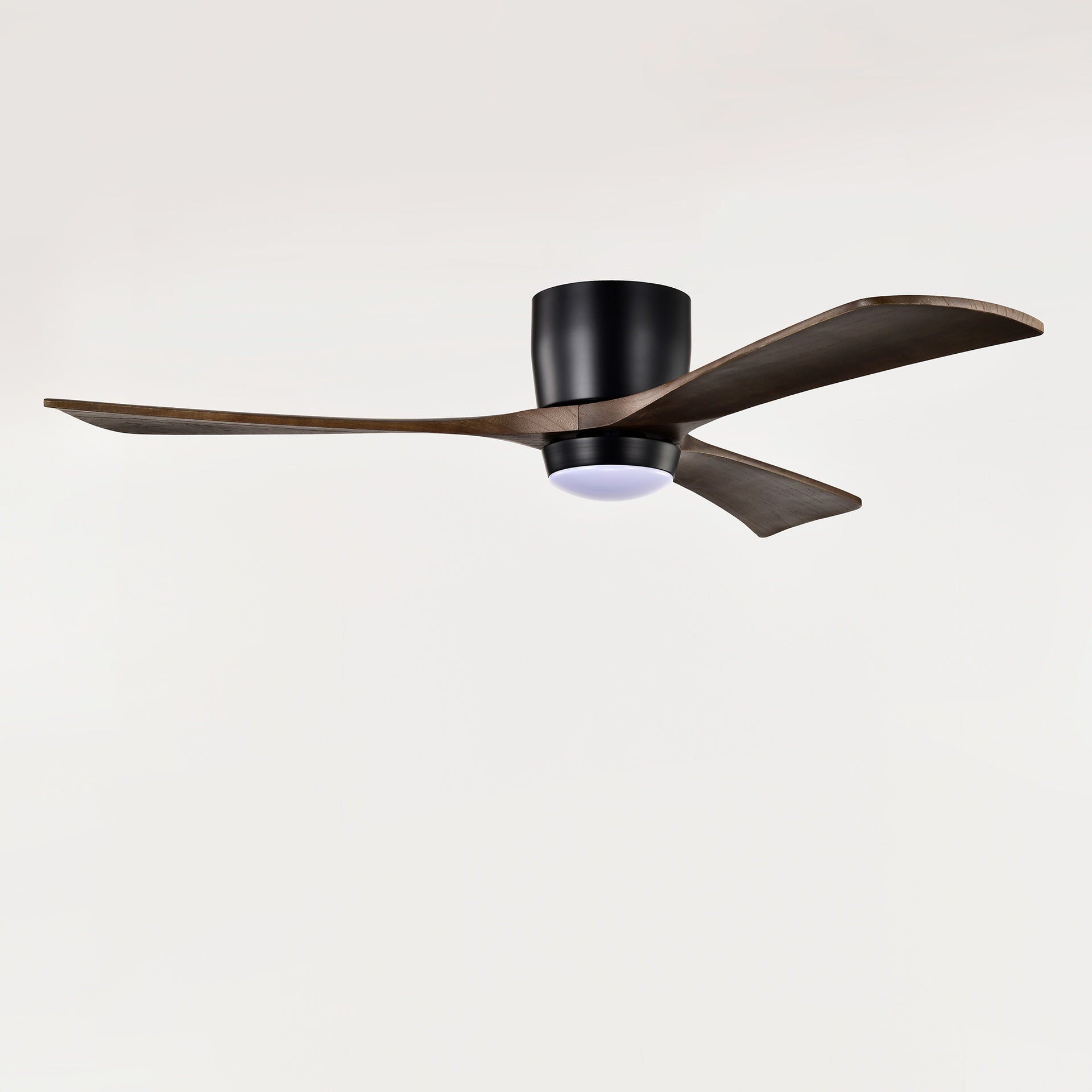 52" Flush Mount Solid Wood Blades Ceiling Fan with Lights Remote Control,Quiet DC Motor, 6 Speed ,Reversible Ceiling Fan for Patio Living Room, Bedroom, Office,Indoor.(Matte Black)