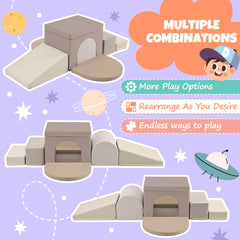 Colorful Soft Climb and Crawl Foam Playset 7 in 1, Soft Play Equipment Climb and Crawl Playground for Toddlers, Kids Crawling and Climbing Indoor Active Play Structure