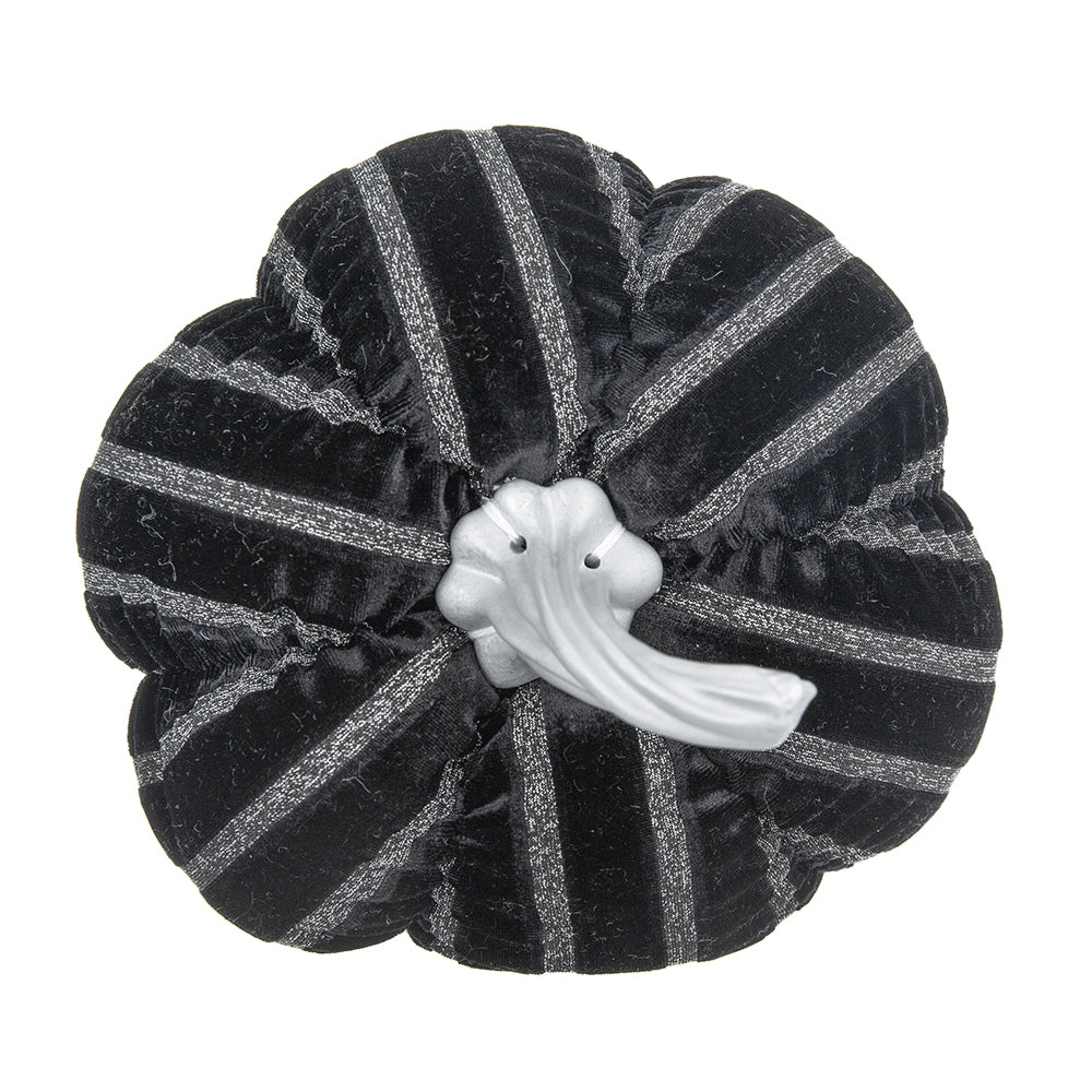 7x7x7" Fabric Black Stripe Pumpkin Decor, for Holiday Halloween Decoration