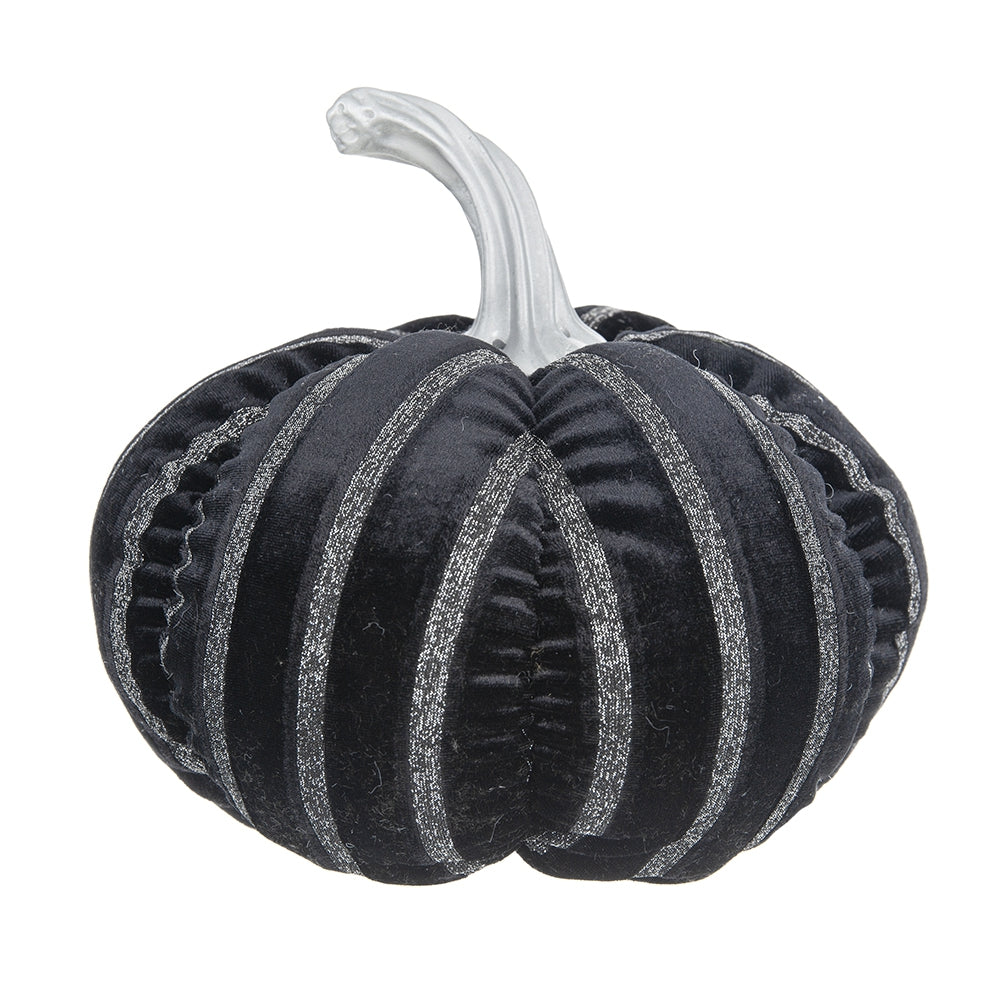 7x7x7" Fabric Black Stripe Pumpkin Decor, for Holiday Halloween Decoration
