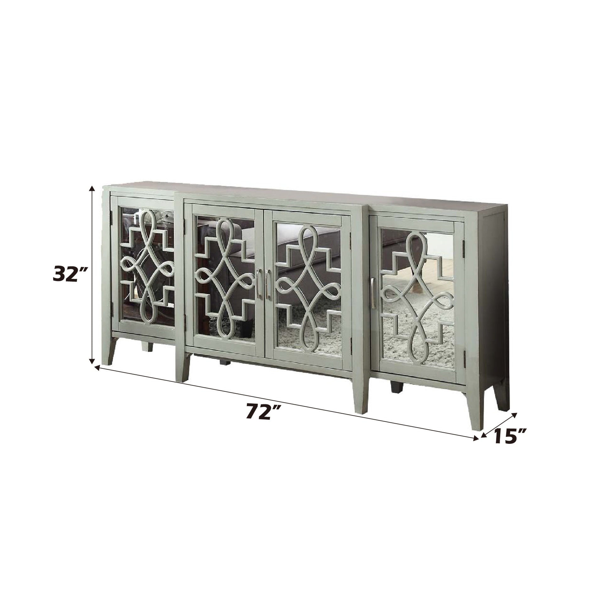 Kacia Antique Gray Finish Console Cabinet