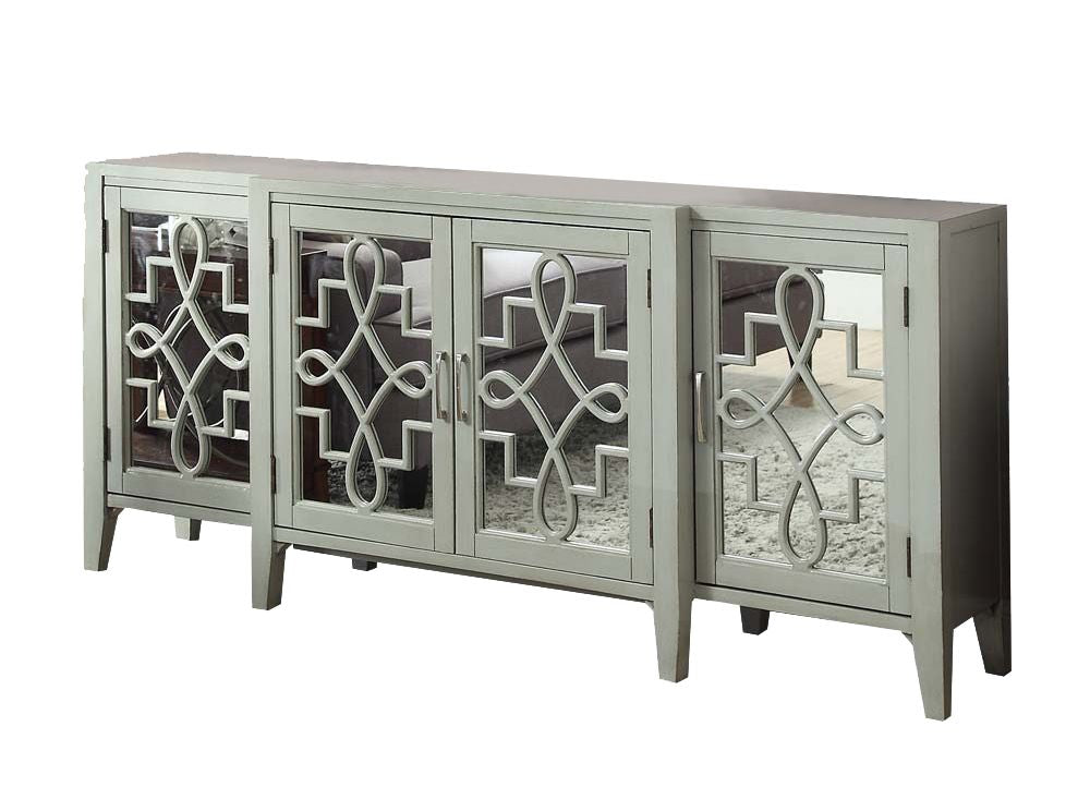 Kacia Antique Gray Finish Console Cabinet