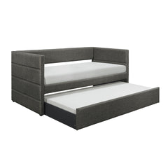 Modern Style Daybed with Trundle Dark Gray Fabric Upholstered Wooden Furniture 1pc