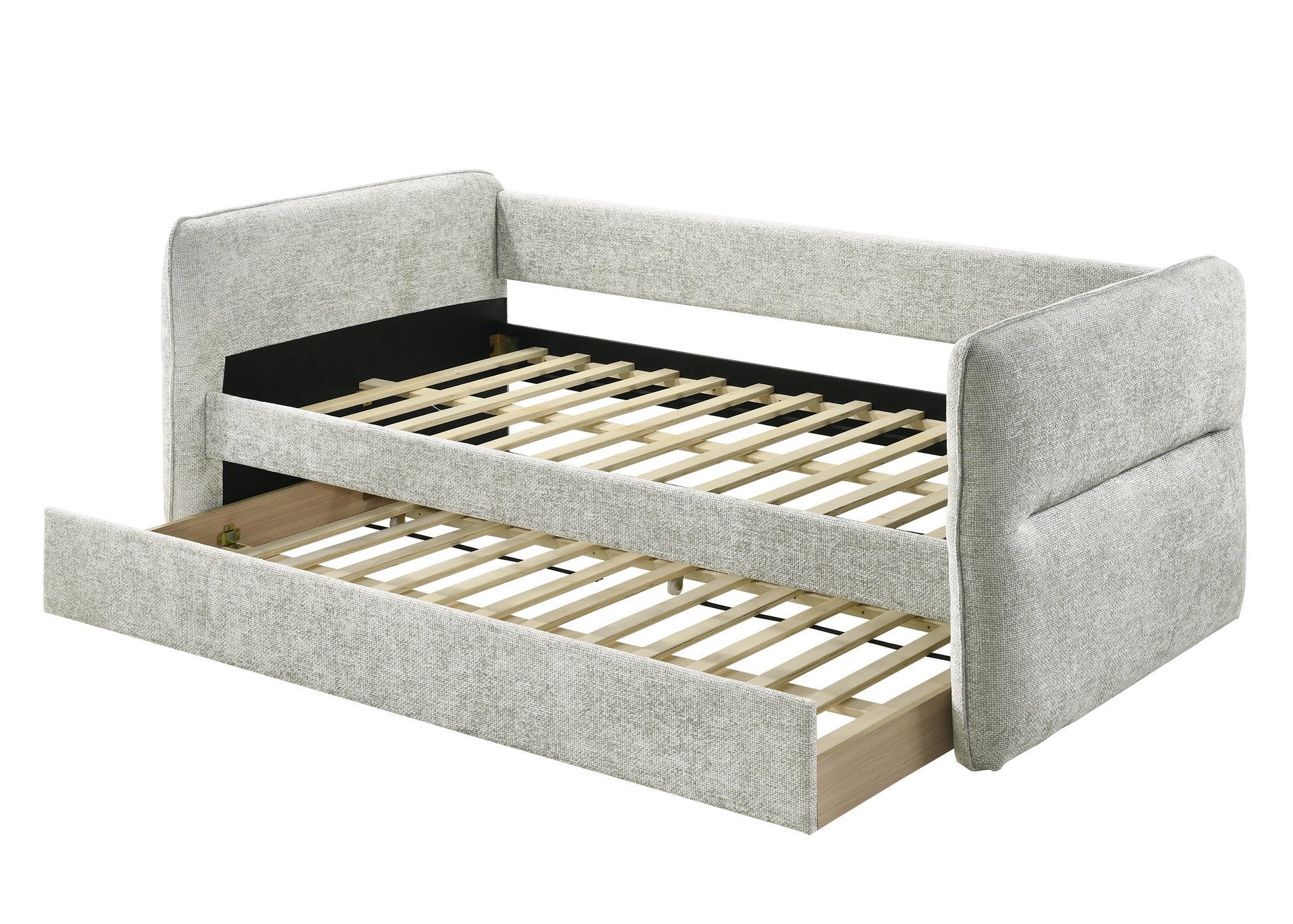 Luxurious 1pc Modern Daybed Pull Out Trundle Button Tufted Nailhead Trim Bedroom Living Room Furniture Light Gray Finish