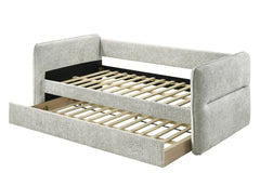 Luxurious 1pc Modern Daybed Pull Out Trundle Button Tufted Nailhead Trim Bedroom Living Room Furniture Light Gray Finish