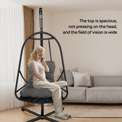 Swing Egg Chair with Stand Indoor Outdoor Wicker Rattan Patio Basket Hanging Chair with C Type bracket , with cushion and pillow,Patio Wicker folding Hanging Chair( Special construction cup holder