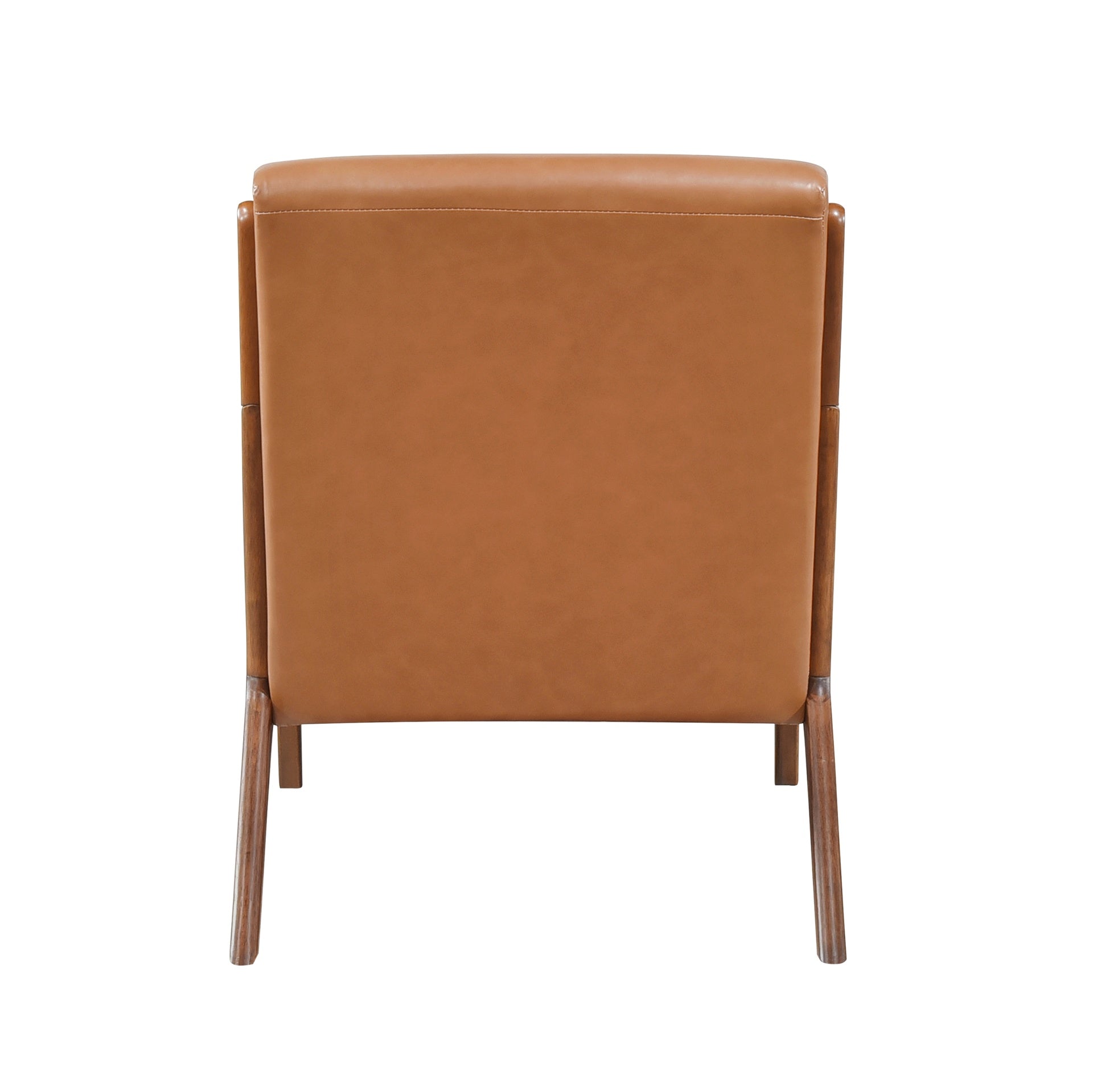 Walnut Finish Sleek Design Accent Chair Brown Faux Leather Upholstery Modern Living Room Furniture 1pc