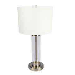 Luna Brushed Nickel Table Lamp with On/Off Switch Clear Glass Body  Metal Base
