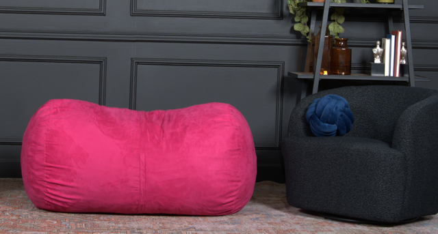 Michael 4 Foot Cylindrical Suede Bean Bag, Fuchsia