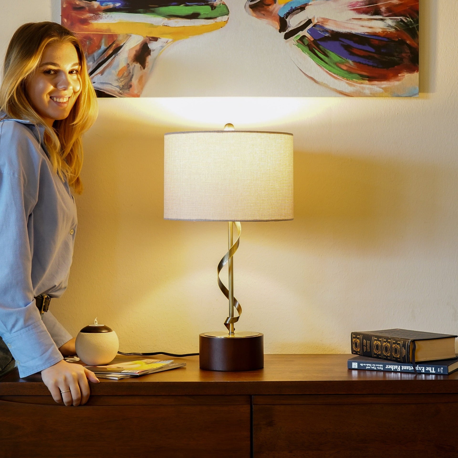 Bedside Bedroom Nightstand Desk Lamp Bedroom Study Lamps Solid Wood Creative Lights Reading Living Room Table LampsFoundry Twisted Metal Table Lamp 110V