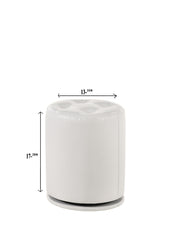 1pc Glam Contemporary Upholstered Round Swivel Vanity Stool Button Tufted Seat White