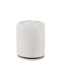 1pc Glam Contemporary Upholstered Round Swivel Vanity Stool Button Tufted Seat White