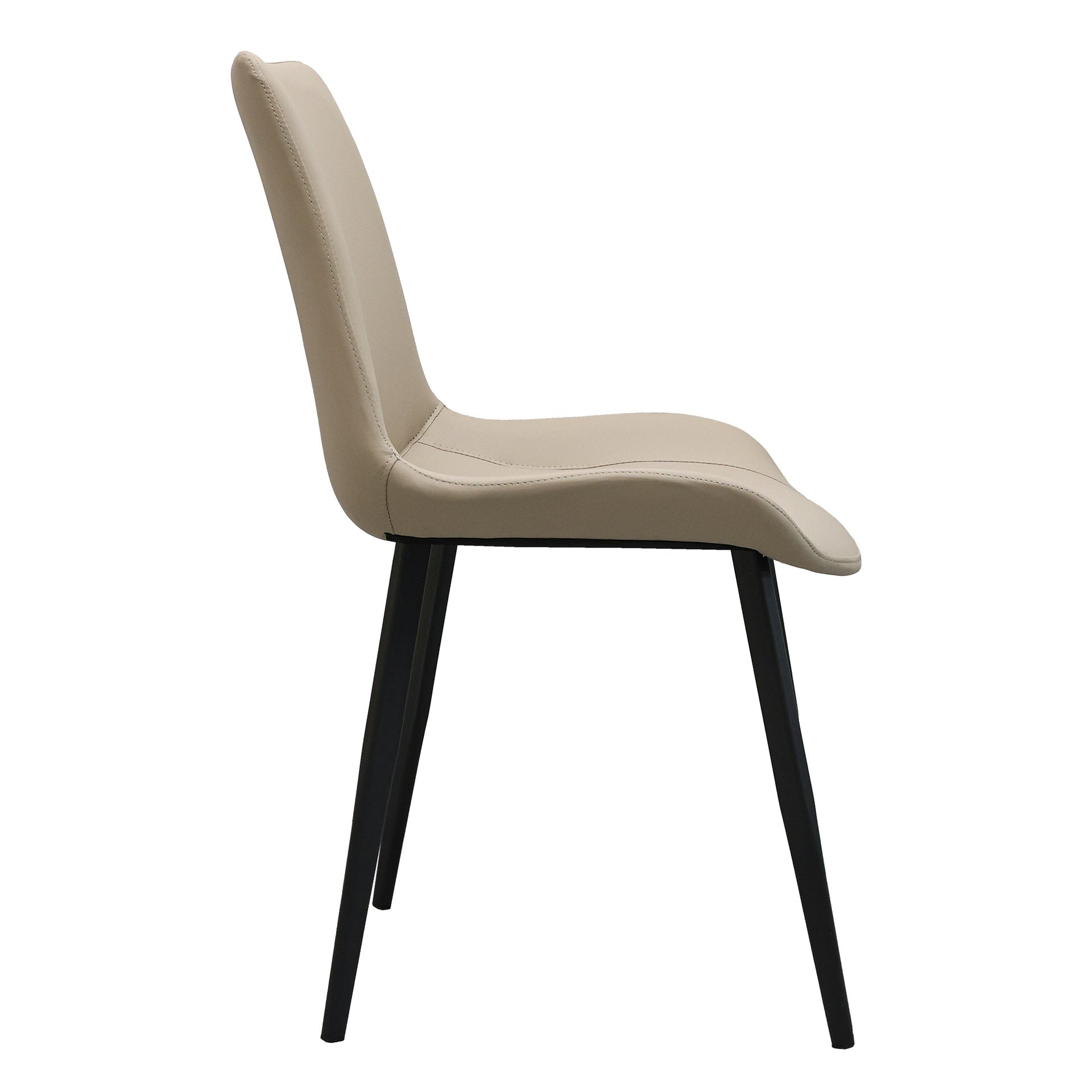 Tan PU Leather Dining Chair with Metal Legs, Modern Upholstered Chair Set of 2 for Kitchen, Restaurant, Living, Meeting Room