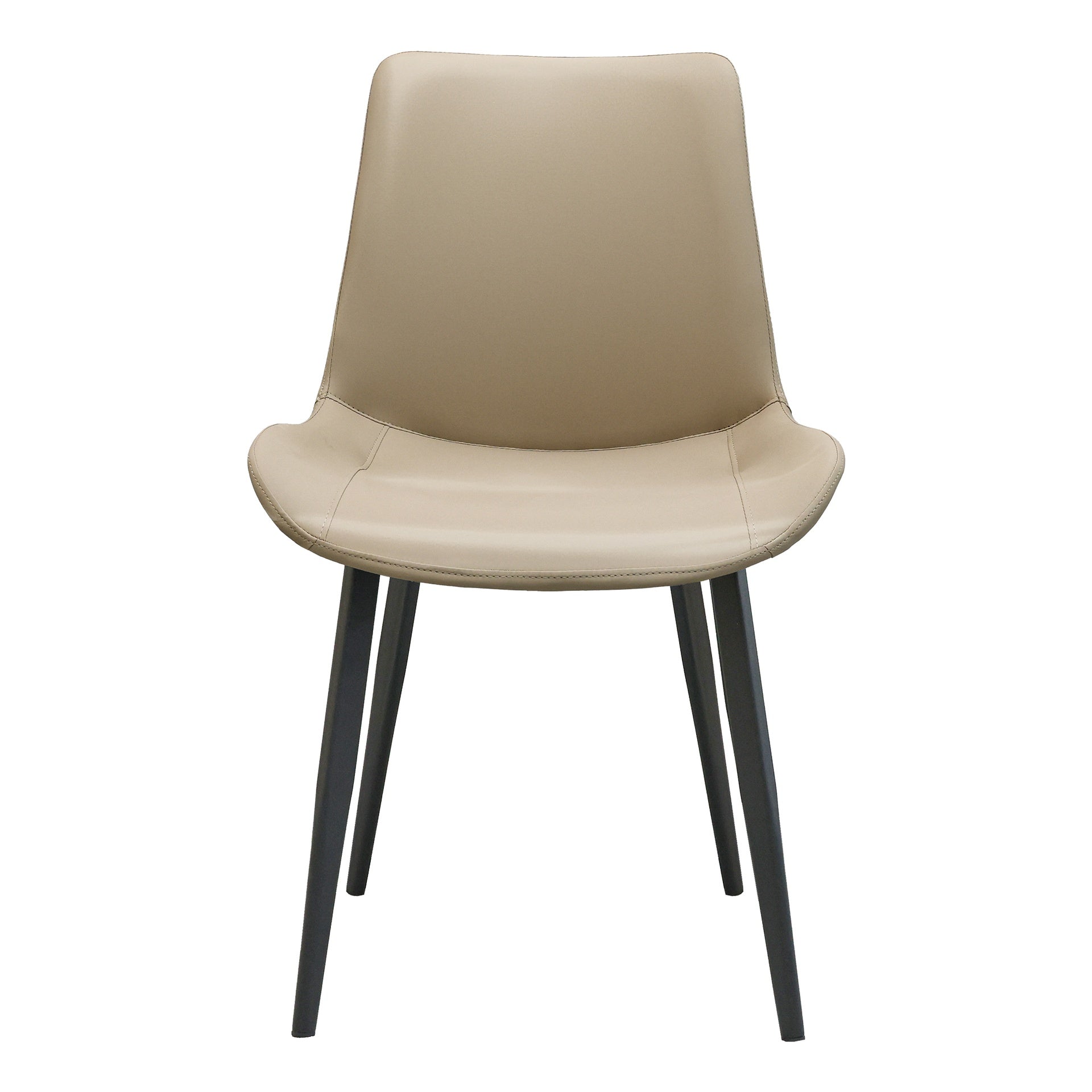 Tan PU Leather Dining Chair with Metal Legs, Modern Upholstered Chair Set of 2 for Kitchen, Restaurant, Living, Meeting Room