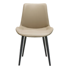 Tan PU Leather Dining Chair with Metal Legs, Modern Upholstered Chair Set of 2 for Kitchen, Restaurant, Living, Meeting Room