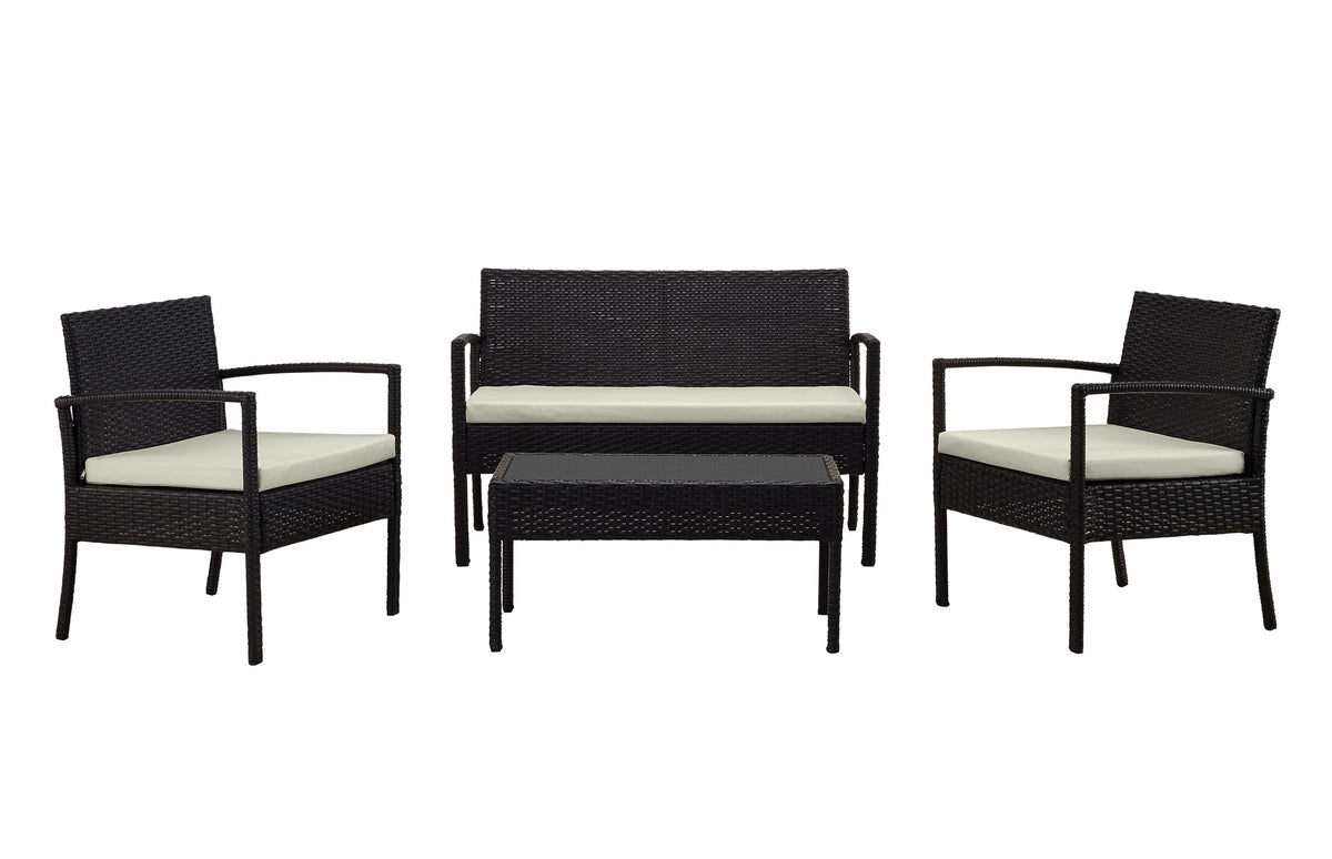 4-Piece Conversation Set in Black and Cream