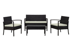 4-Piece Conversation Set in Black and Cream