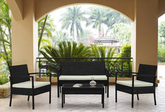 4-Piece Conversation Set in Black and Cream