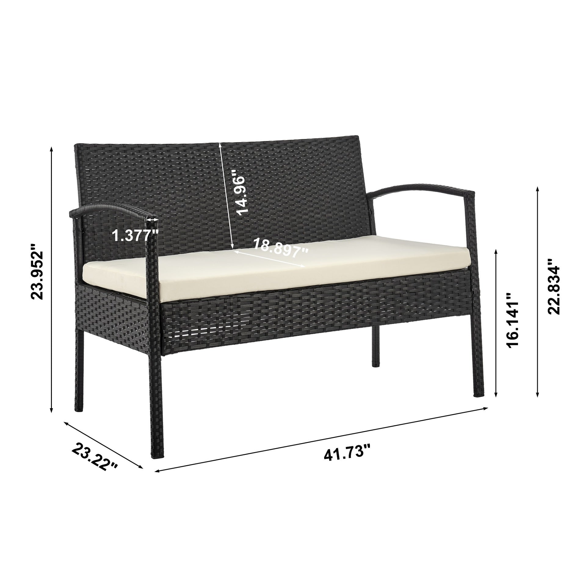 4-Piece Conversation Set in Black and Cream