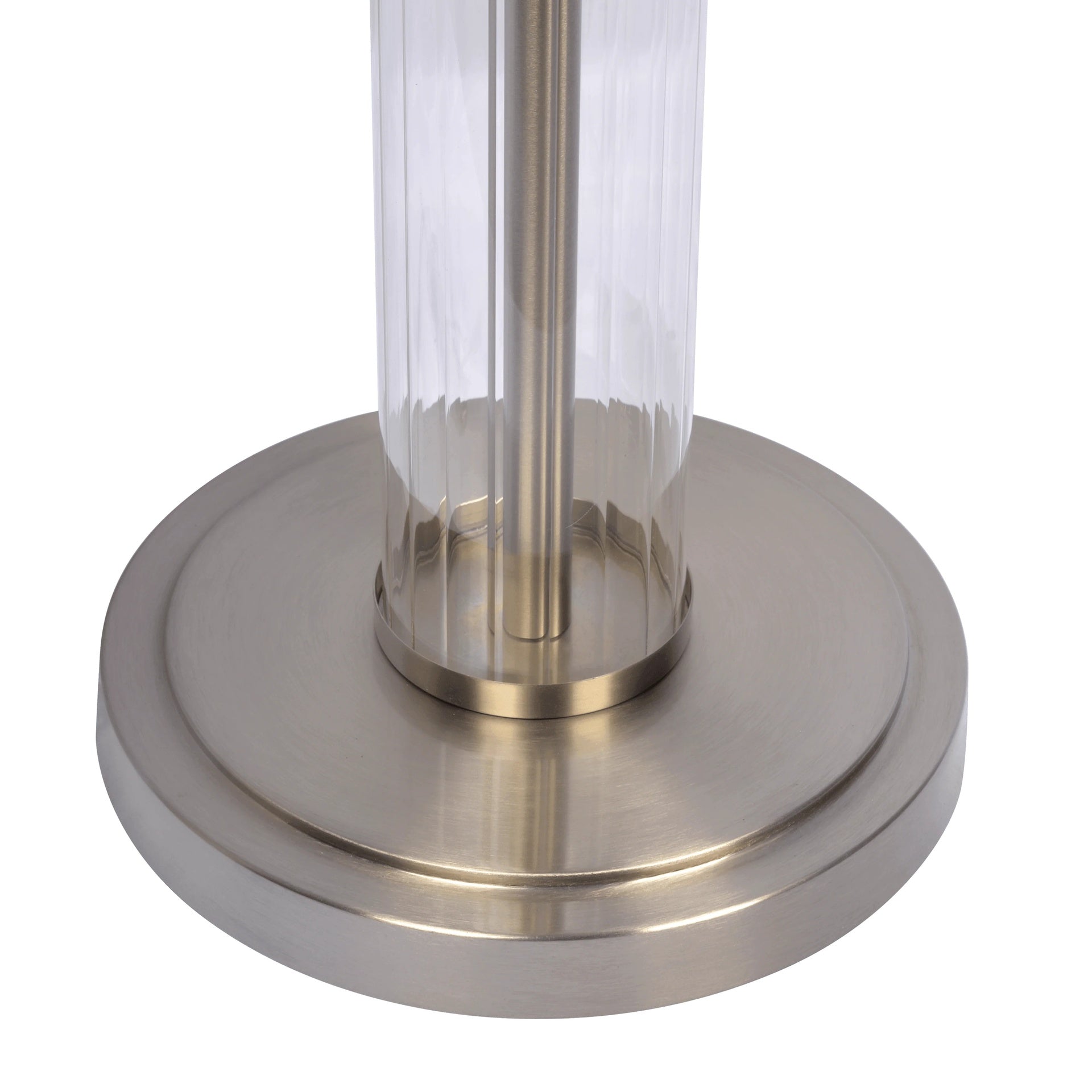 Echo Brushed Nickel Table Lamp with On/Off Switch Clear Glass Body  Metal Base