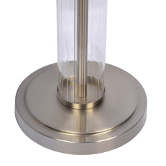 Echo Brushed Nickel Table Lamp with On/Off Switch Clear Glass Body  Metal Base