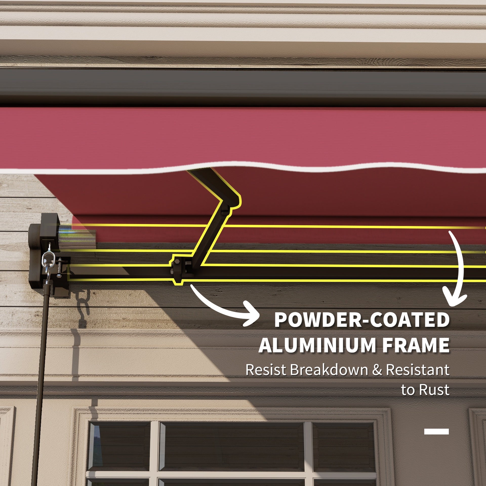 Outsunny 10' x 8' Retractable Awning, Patio Awnings, Sunshade Shelter w/ Manual Crank Handle, UV & Water-Resistant Fabric and Aluminum Frame for Deck, Balcony, Yard, Red