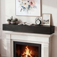 48" Rustic Wood Fireplace Mantel,Wall-Mounted & Floating Shelf for Home Decor
