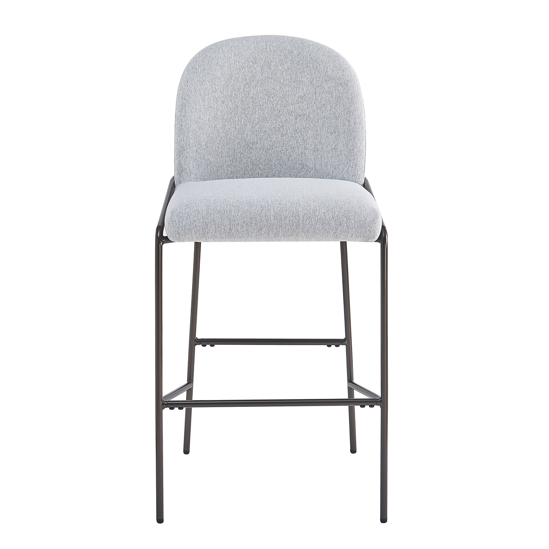 Galen Indoor Metal Upholstered Barstool, Antique Bronze Finish Frame with Gray Fabric, Set of 2