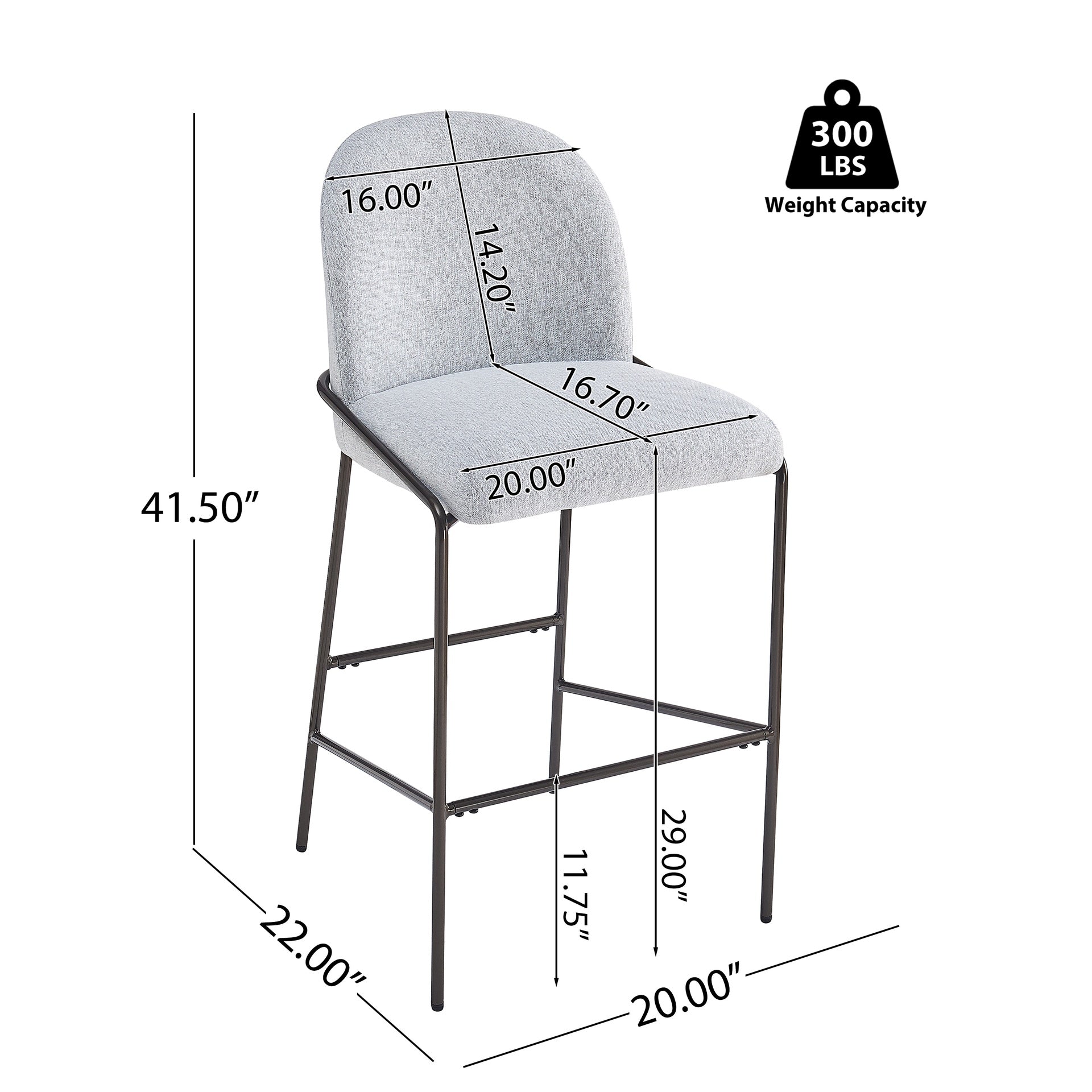 Galen Indoor Metal Upholstered Barstool, Antique Bronze Finish Frame with Gray Fabric, Set of 2
