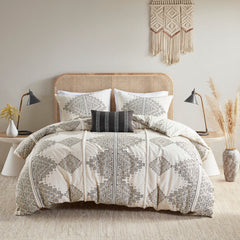 King/Cal King 4 Piece Printed Duvet Cover Set with Throw Pillow