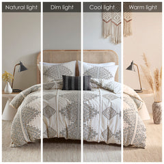 King/Cal King 4 Piece Printed Duvet Cover Set with Throw Pillow