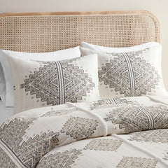 King/Cal King 4 Piece Printed Duvet Cover Set with Throw Pillow