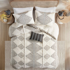 King/Cal King 4 Piece Printed Duvet Cover Set with Throw Pillow