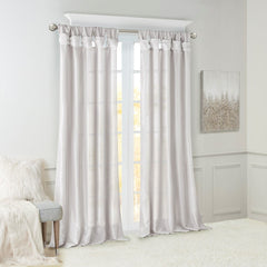 Twist Tab Lined Window Curtain Panel Silver 50x120"