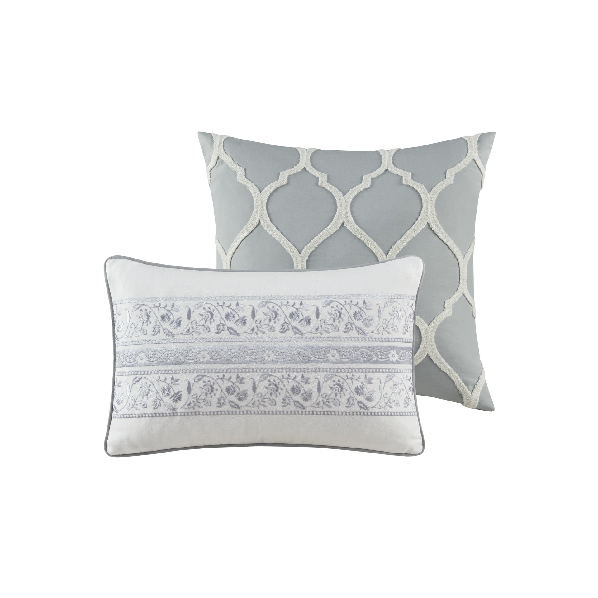 6 Piece Cotton Comforter Set Grey Full