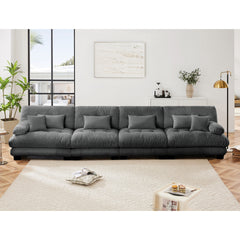 4-Seater Sectional Sofa Modular Deep Seat Sofa Couch , Chenille Sofa Comfy Upholstered Sofa for Living Room, Apartment, Studio, Office,Chenille Gray