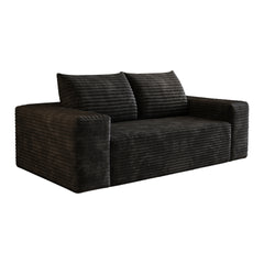 63" 2Setaser Sofa,Corduroy Fabric,Deep Seat Couches,Comfy Loveseat Sofa,No Assembly,1pcs for Living room, Bedroom,Conference room ,Apartment,Black