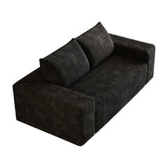 63" 2Setaser Sofa,Corduroy Fabric,Deep Seat Couches,Comfy Loveseat Sofa,No Assembly,1pcs for Living room, Bedroom,Conference room ,Apartment,Black