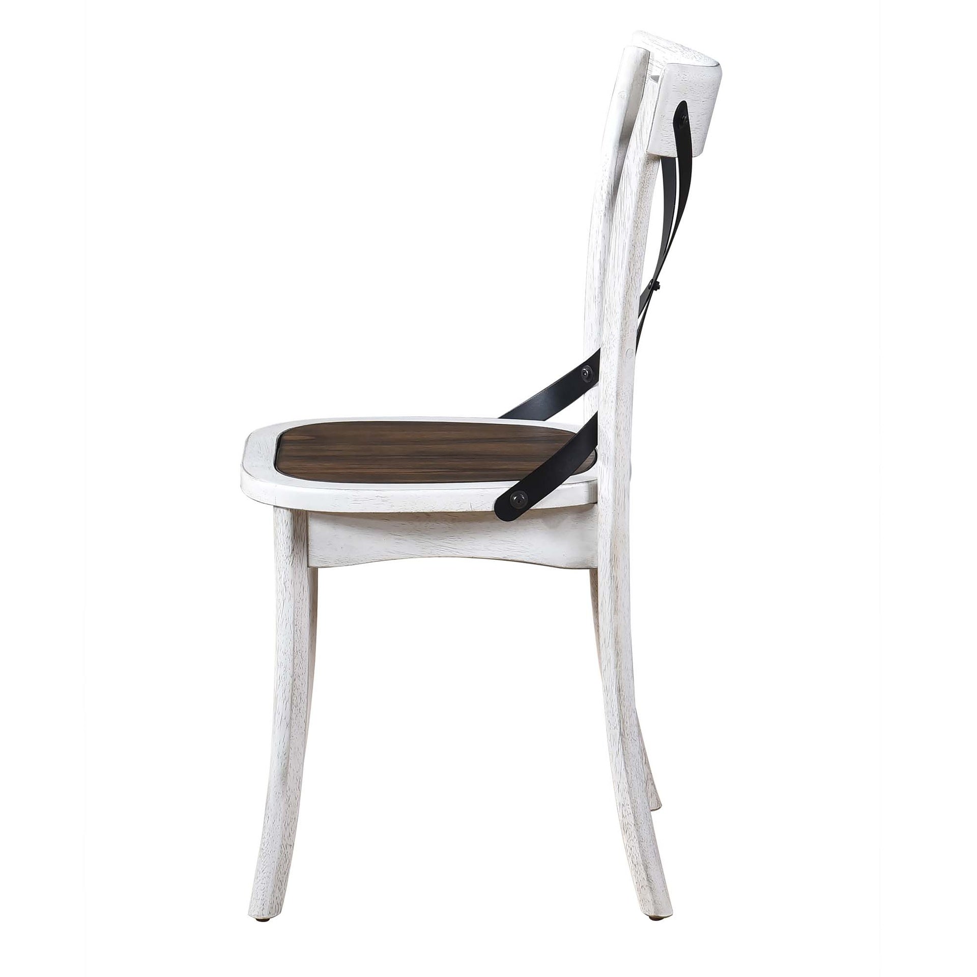 [Set of 2] Rustic Farmhouse Dining Chairs with Metal X-Back, Solid Wood Frame, Vintage Kitchen Side Chairs
