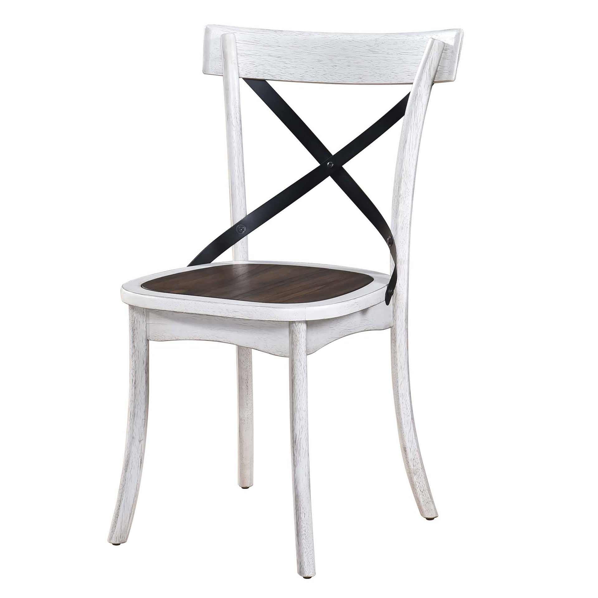 [Set of 2] Rustic Farmhouse Dining Chairs with Metal X-Back, Solid Wood Frame, Vintage Kitchen Side Chairs